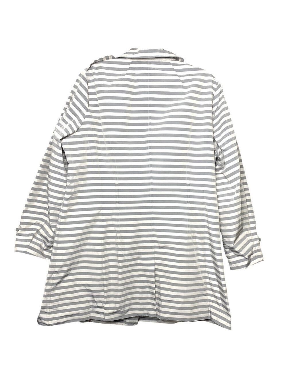 D Hayes Trench Coat Windbreaker Sz 2XL Gray White Striped Water repellant - Picture 5 of 16